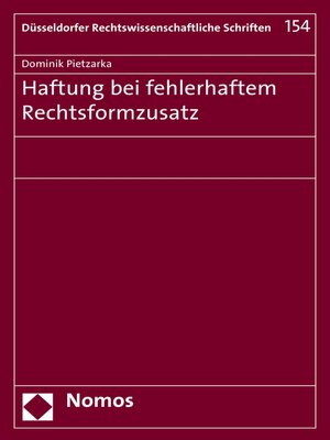 cover image of Haftung bei fehlerhaftem Rechtsformzusatz